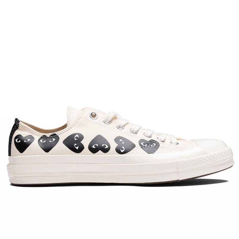 Converse X Comme des Garçons - Blanche Basse (Coeurs Noirs)