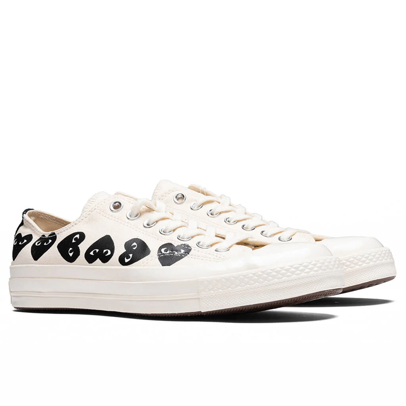 Converse X Comme des Garçons - Blanche Basse (Coeurs Noirs)