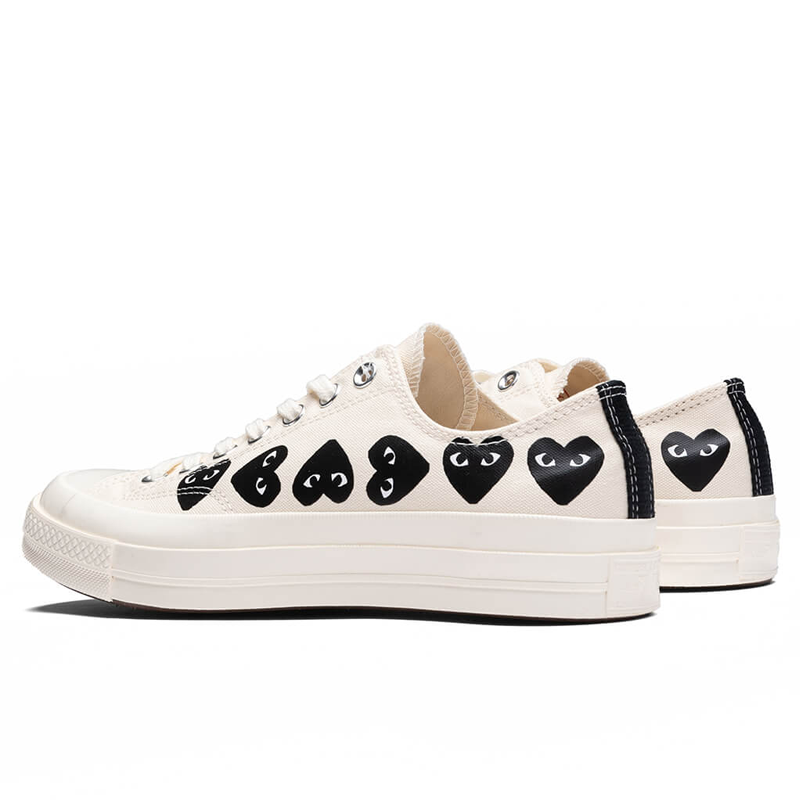 Converse X Comme des Garçons - Blanche Basse (Coeurs Noirs)