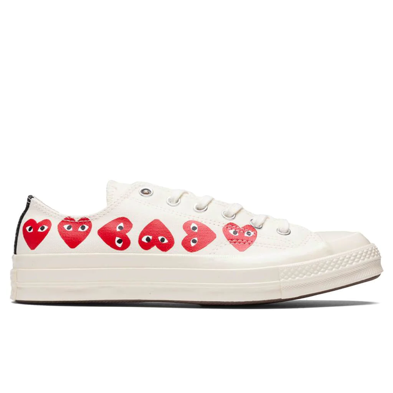 Converse X Comme des Garçons - Blanche Basse (Multi Coeur Rouge)