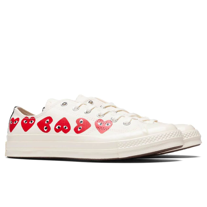 Converse X Comme des Garçons - Blanche Basse (Multi Coeur Rouge)