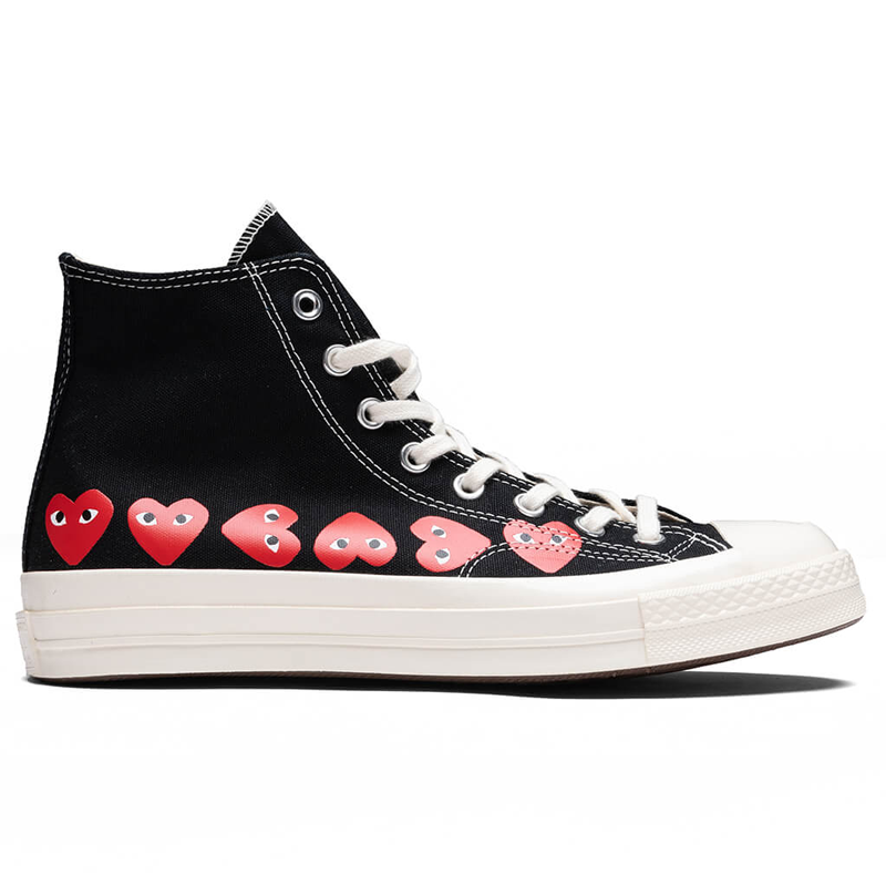 Converse X Comme des Garçons - Noire (multi coeurs rouges)