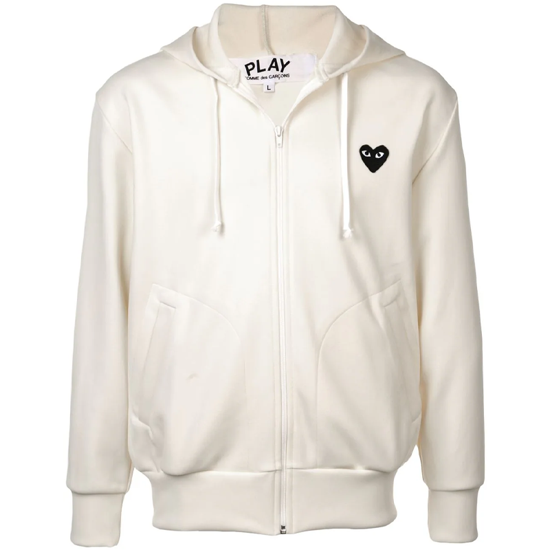 Veste CDG Blanche à capuche (coeur dorsal)