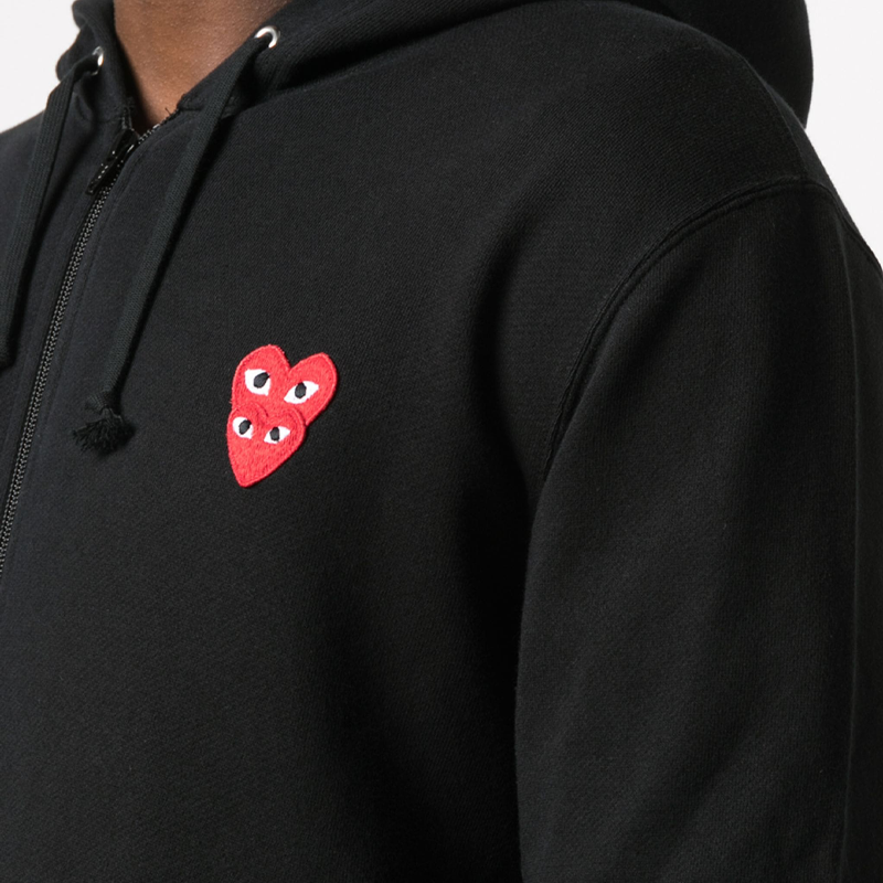 Gilet Noir CDG double coeur