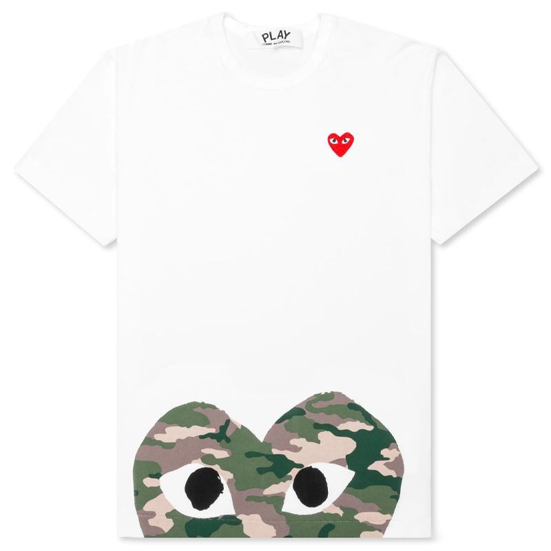 Tee Shirt CDG Blanc Camouflage Caché