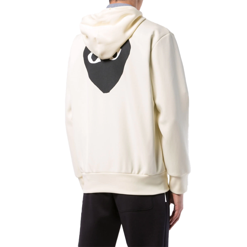 Veste CDG Blanche à capuche (coeur dorsal)